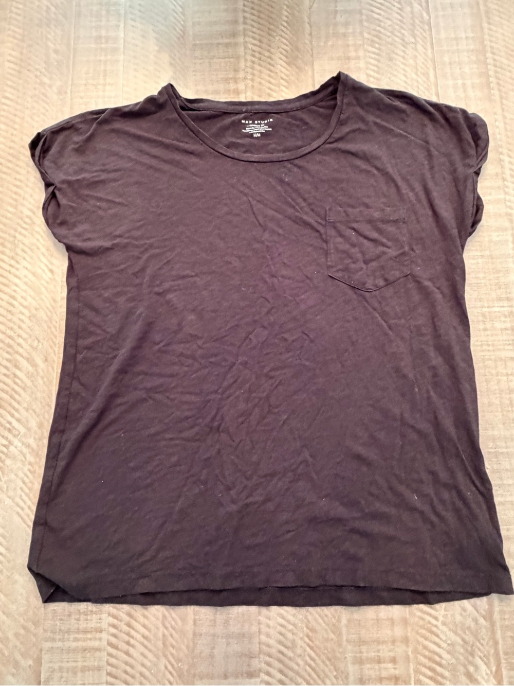 Max Studio Black Short Sleeve Pocket Tee